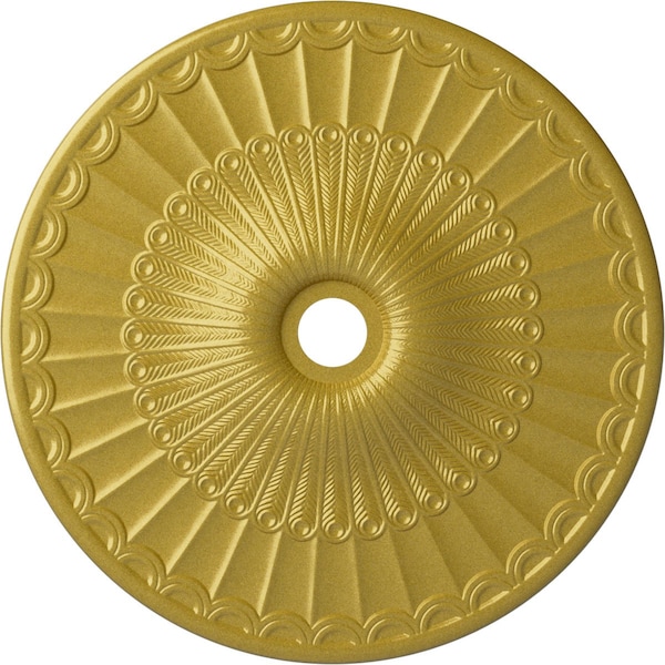 Ekena Millwork Galveston Ceiling Medallion (Fits Canopies up to 4 3/4"), 36 5/8"OD x 3 5/8"ID x 2 3/8"P, Rich Gold CM36GLRGS - main